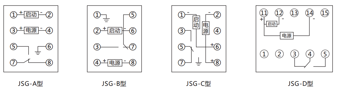 JSG-D型靜態閃光繼電器內部接線及外引接線圖（正視圖）