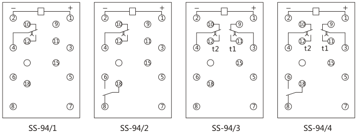 SS-94/1時間繼電器接線圖及外引接線圖片 SS-94/1時間繼電器接線圖及外引接線圖片