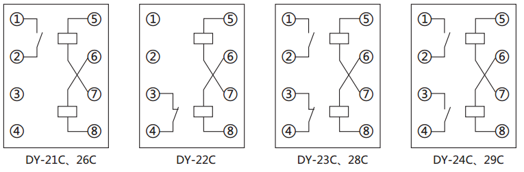 DY-28C電壓繼電器內部接線圖