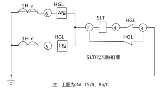 JGL-81/Ⅱ二相靜態(tài)反時限過流繼電器典型應用接線圖
