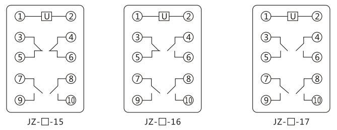 JZY（J)-311靜態(tài)中間繼電器內(nèi)部接線(xiàn)圖及外引接線(xiàn)圖