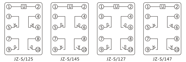 JZ-S/127靜態可調延時中間繼電器內部接線圖及外引接線圖